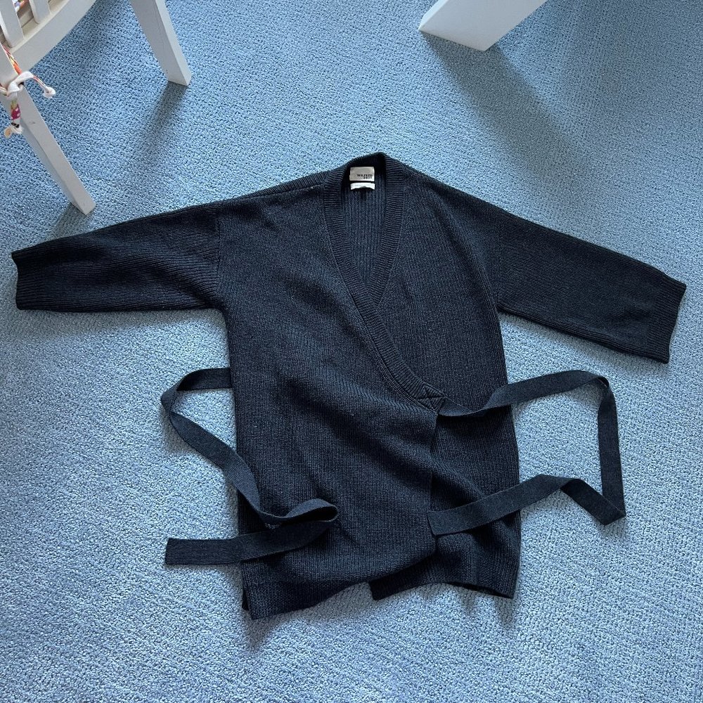Dark Grey Aritzia Wilfred Free Longsleeve Wrap Sweater Size XXS